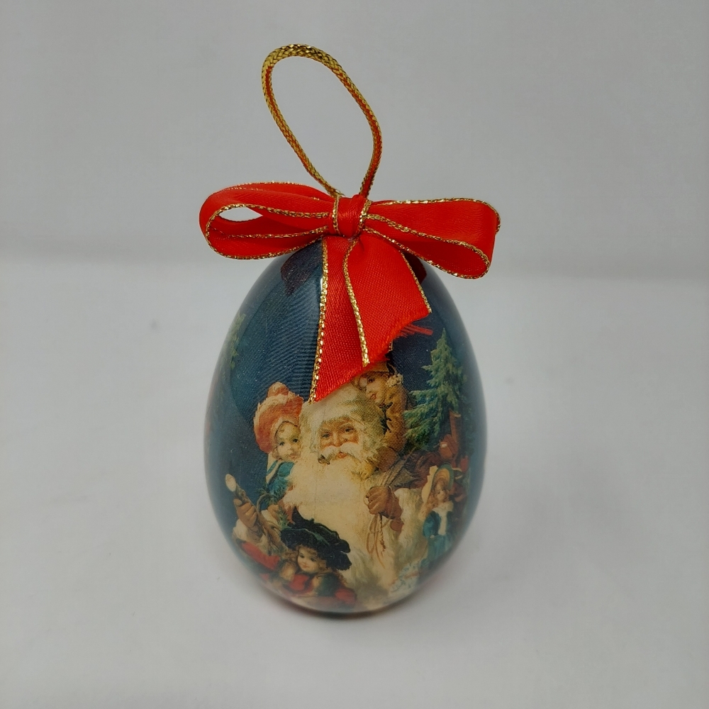 Vintage Patricia Reach Santa Victorian Style Egg Shaped Ornament Tomorrow Today